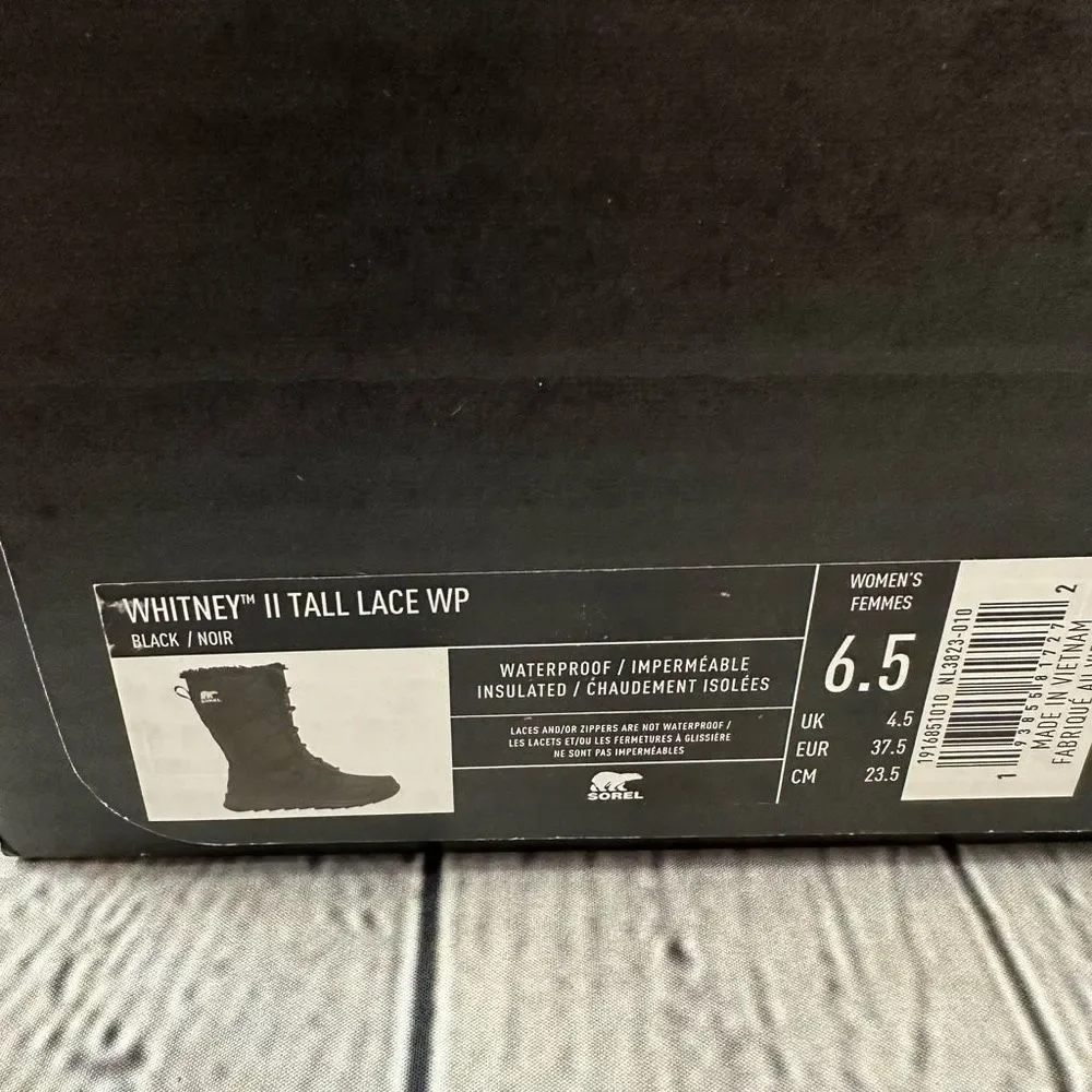 Sorel Whitney II Tall Lace Up Boot Waterproof & Insulated Black 6.5 NEW - Picture 6 of 9